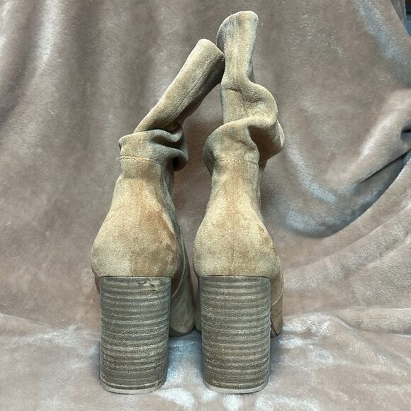 Ccocci Darby Slouchy Block Heel Tan Faux Suede Boot Round Toe Women's Size 7  :) - Picture 4 of 8